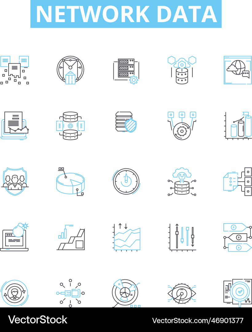Network data line icons set networking Network data line icons set networking vector image