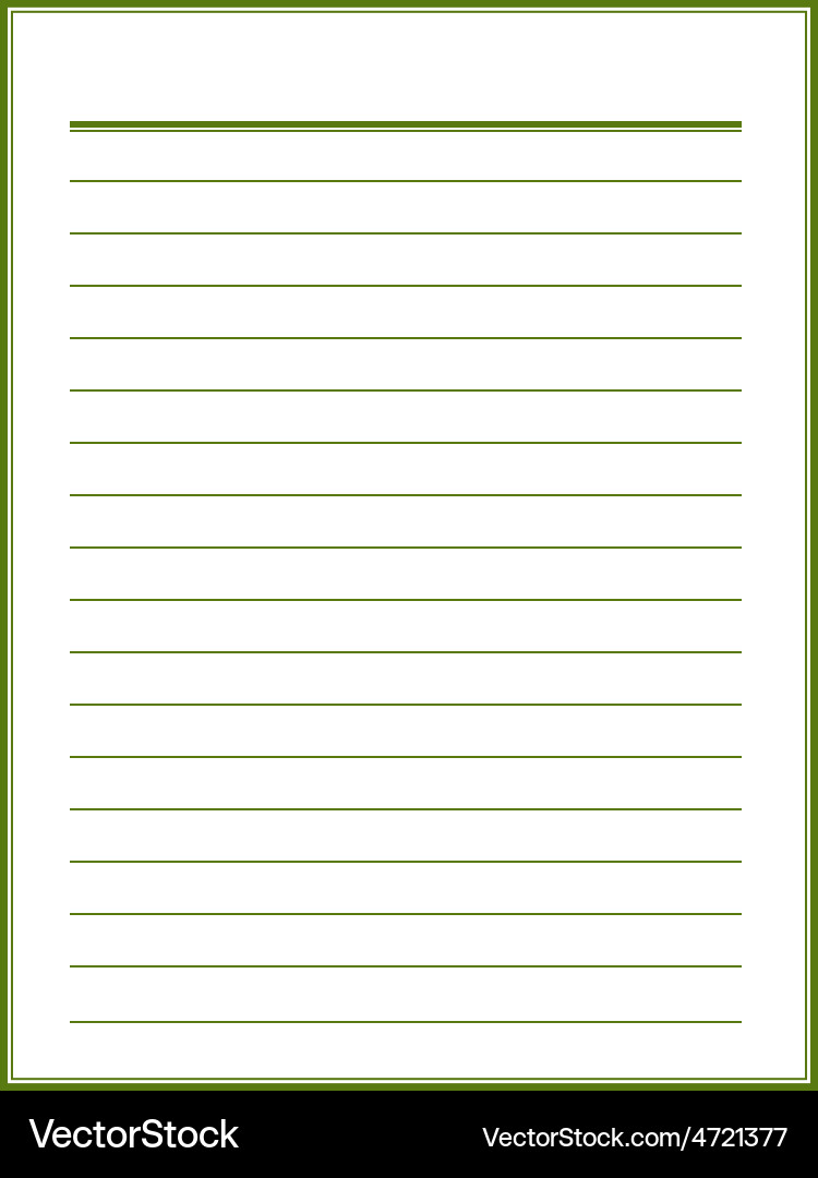 Notebook paper with green lines vector image
