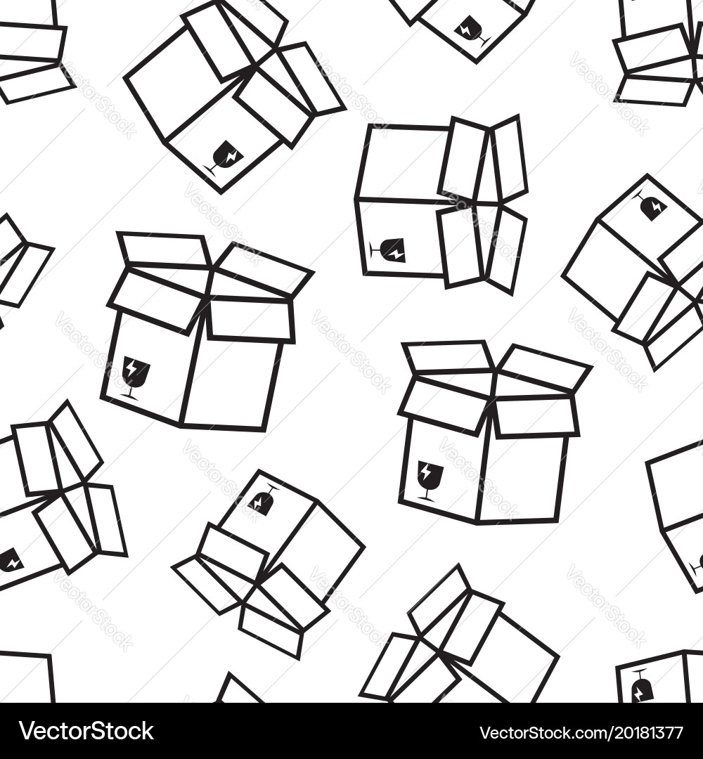 Open box shipping seamless pattern background Vector Image