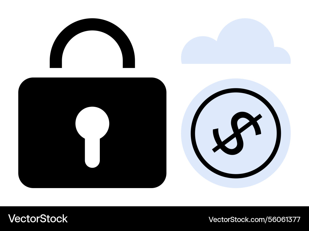 Padlock secure financial data storage with dollar Padlock secure financial data storage with dollar vector image
