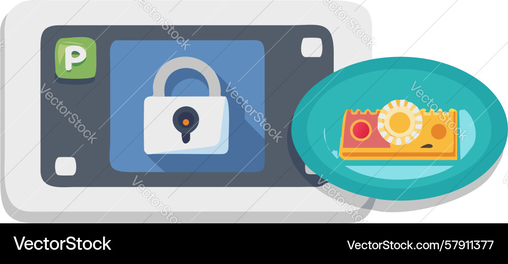 Parking app with camera and lock secure vehicle Vector Image