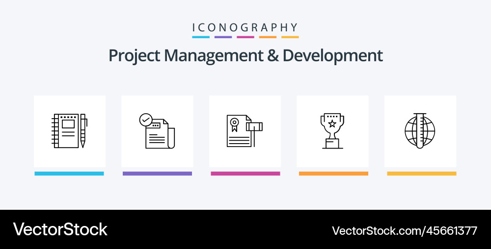 Project management and development line 5 icon Vector Image