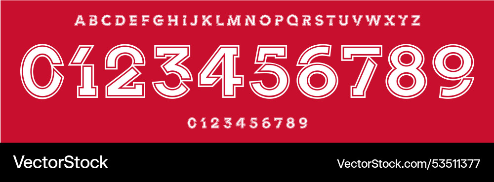 Retro varsity typography bold block outlined font Retro varsity typography bold block outlined font vector image