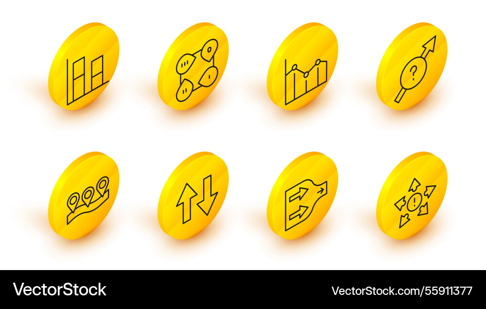 Set line many ways directional arrow Set line many ways directional arrow vector image