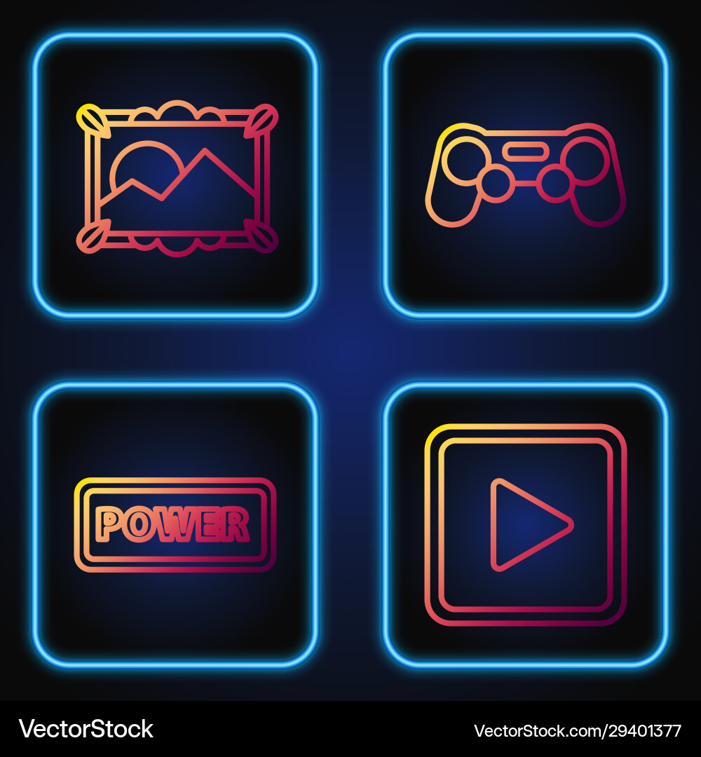 Set line play in square power button picture Set line play in square power button picture vector image