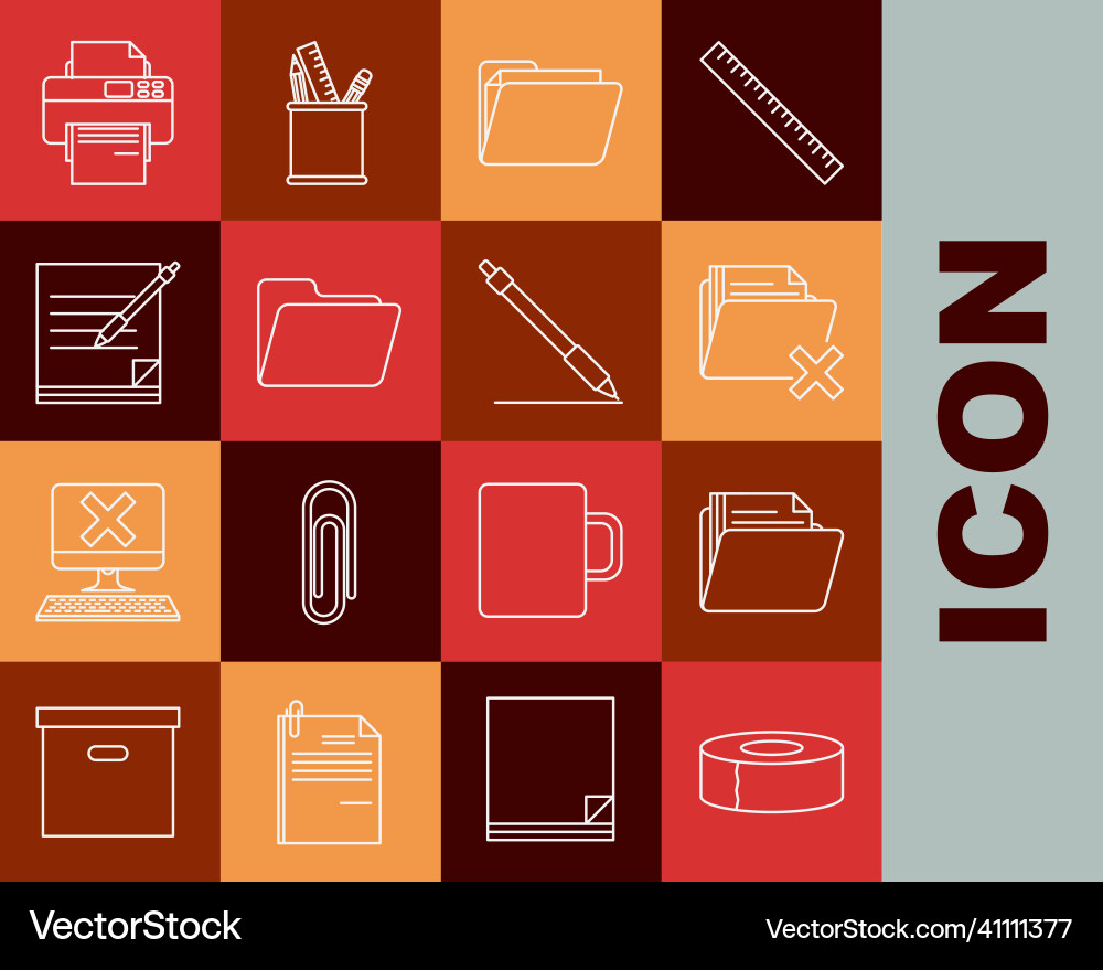 Set line scotch document folder delete blank Set line scotch document folder delete blank vector image