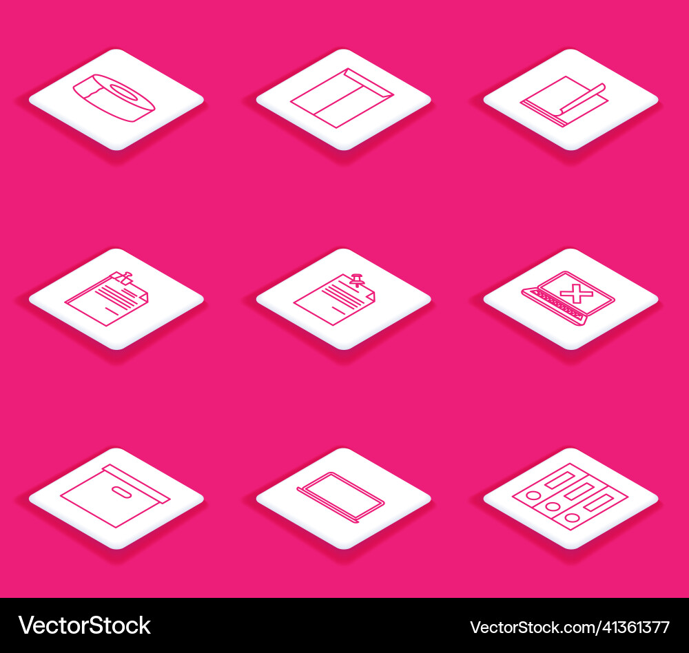 Set line scotch envelope file document Set line scotch envelope file document vector image