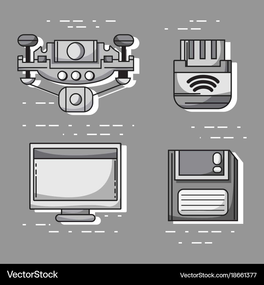 Set technology patches data information Vector Image
