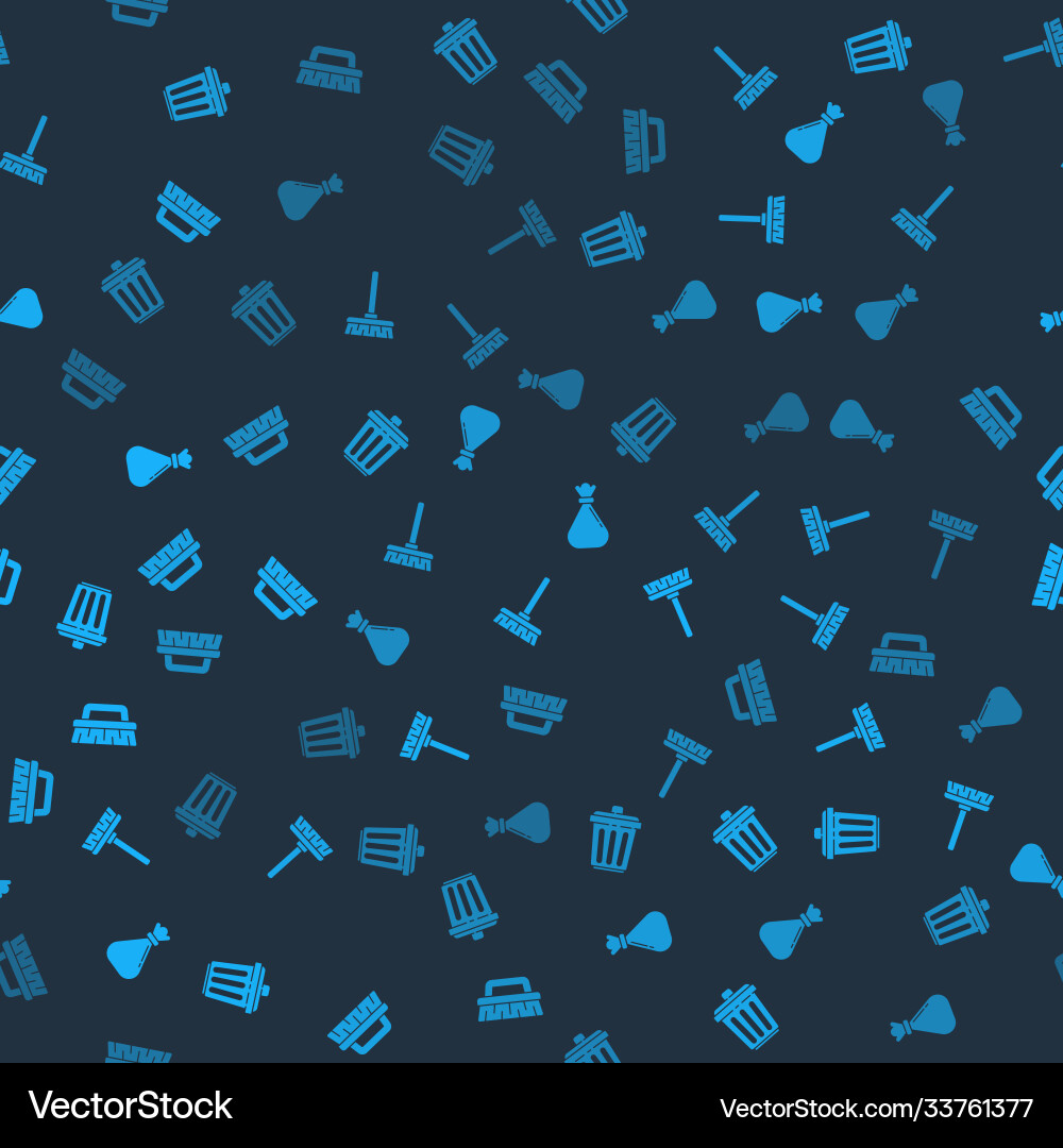 Set trash can handle broom garbage bag and brush Set trash can handle broom garbage bag and brush vector image