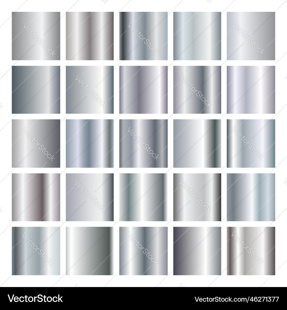 Silver texture gradient background set vector image