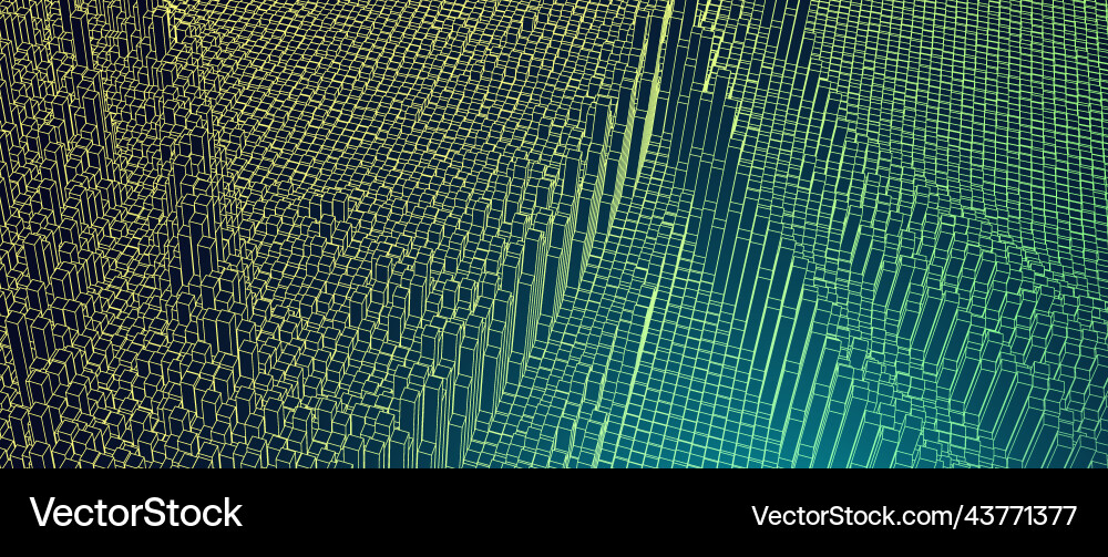 Square pattern wireframe landscape background Vector Image