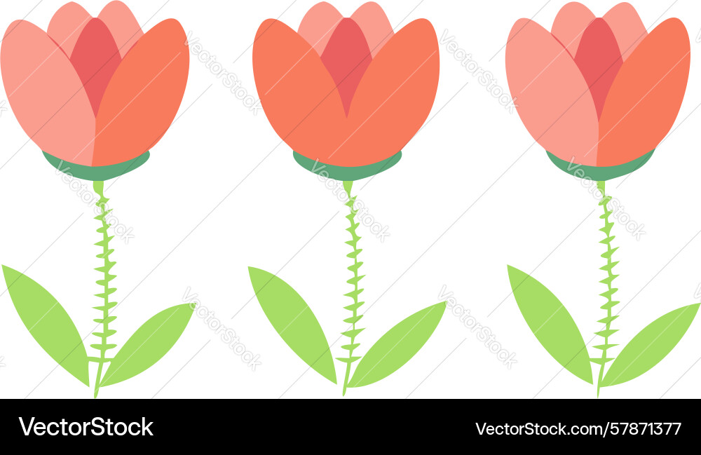 Trio of red tulips in bloom design generative ai Vector Image