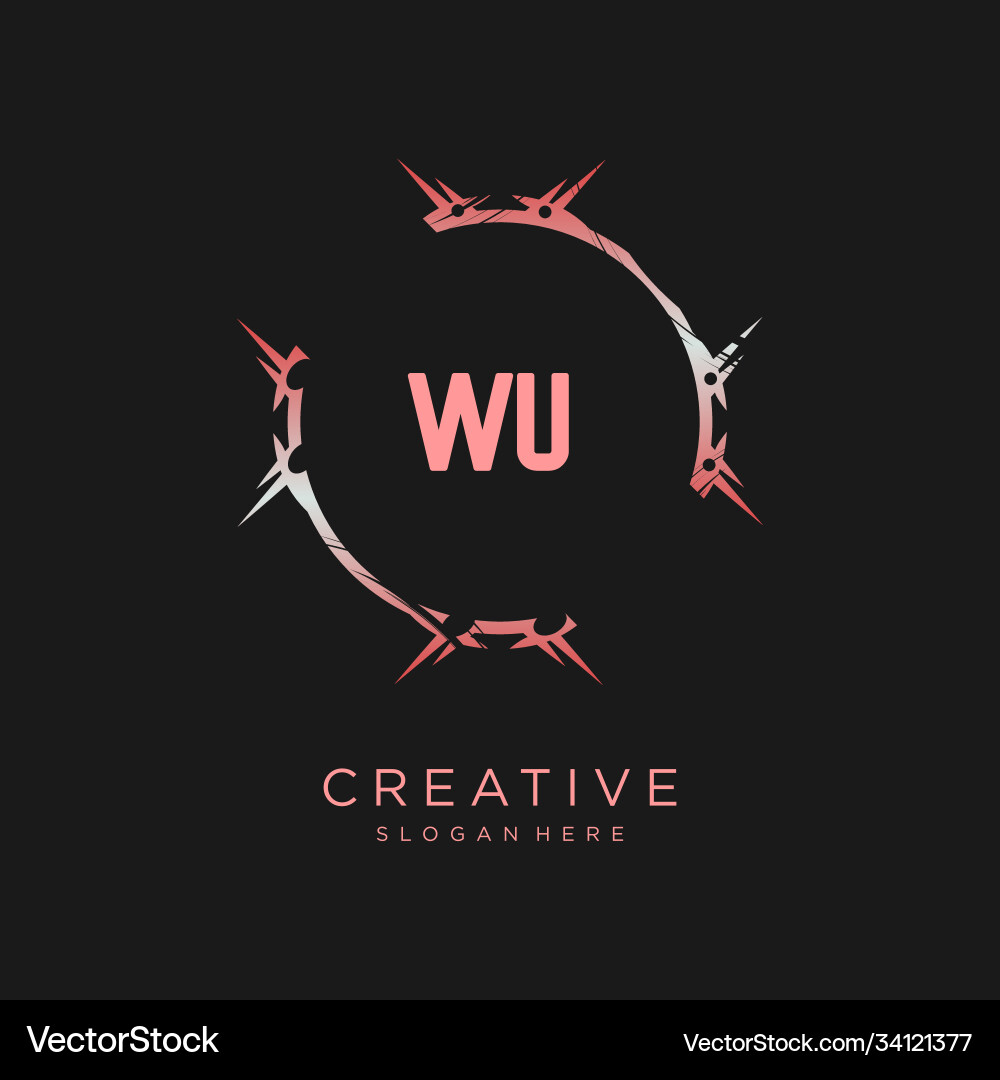 Wu initial logo with colorful template Vector Image