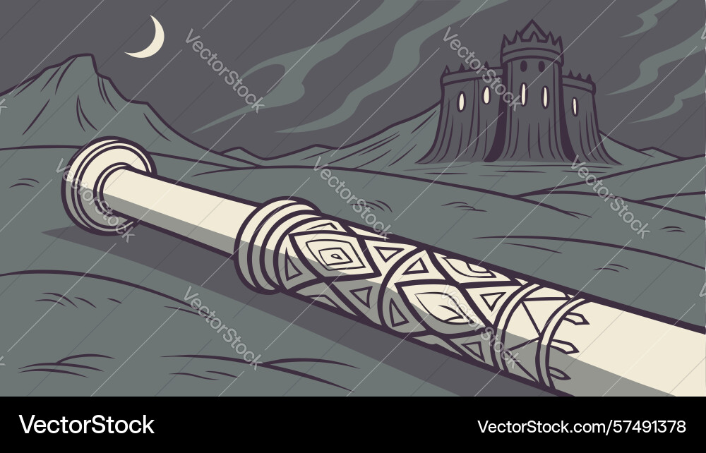 Ancient scroll or compass roll with distant vector image