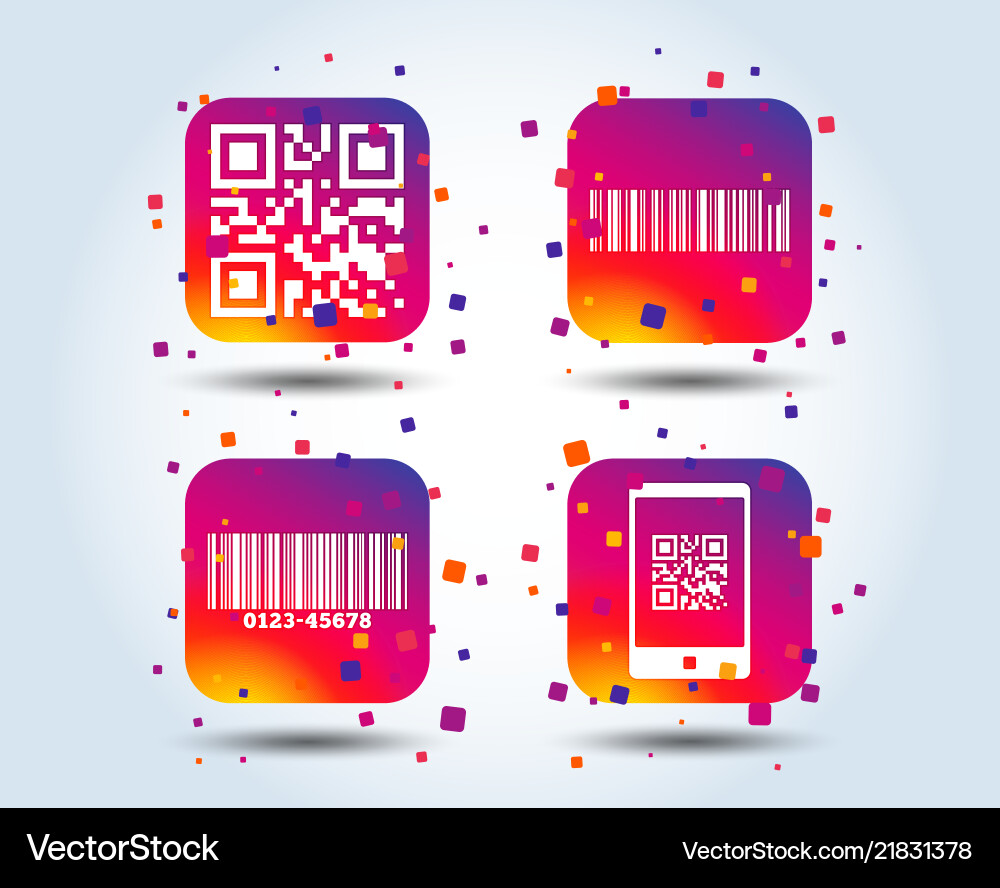 Bar and qr code icons scan barcode symbol Bar and qr code icons scan barcode symbol Vector Image