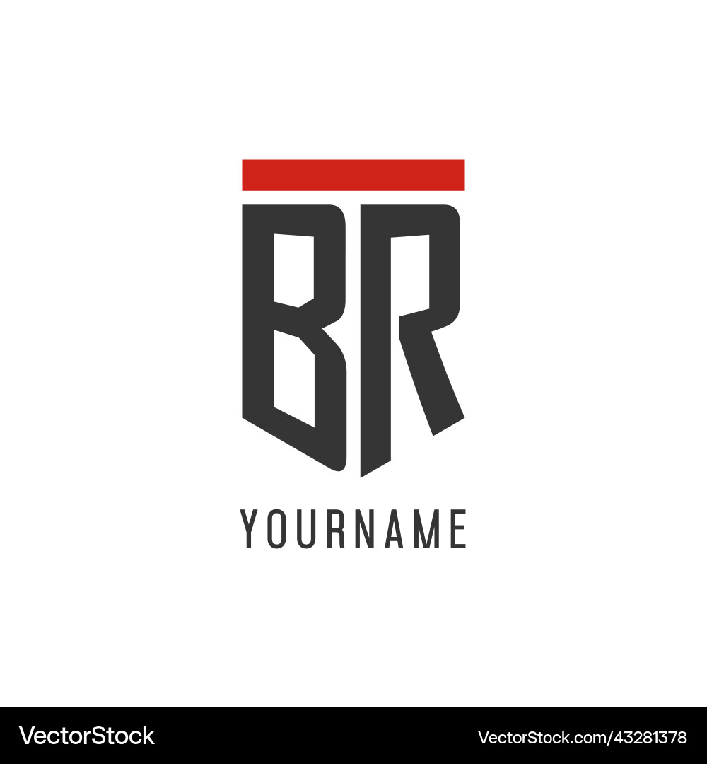 Br initial esport logo with simple shield design Br initial esport logo with simple shield design Vector Image