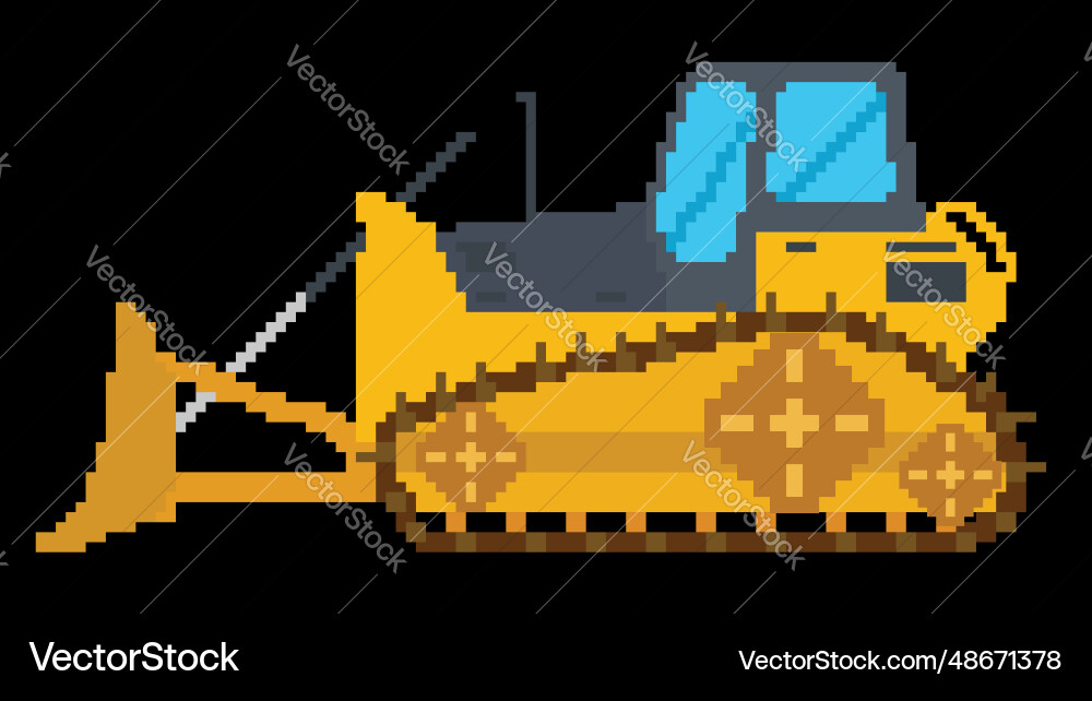 Bulldozer designed based on 8 bit size vector image