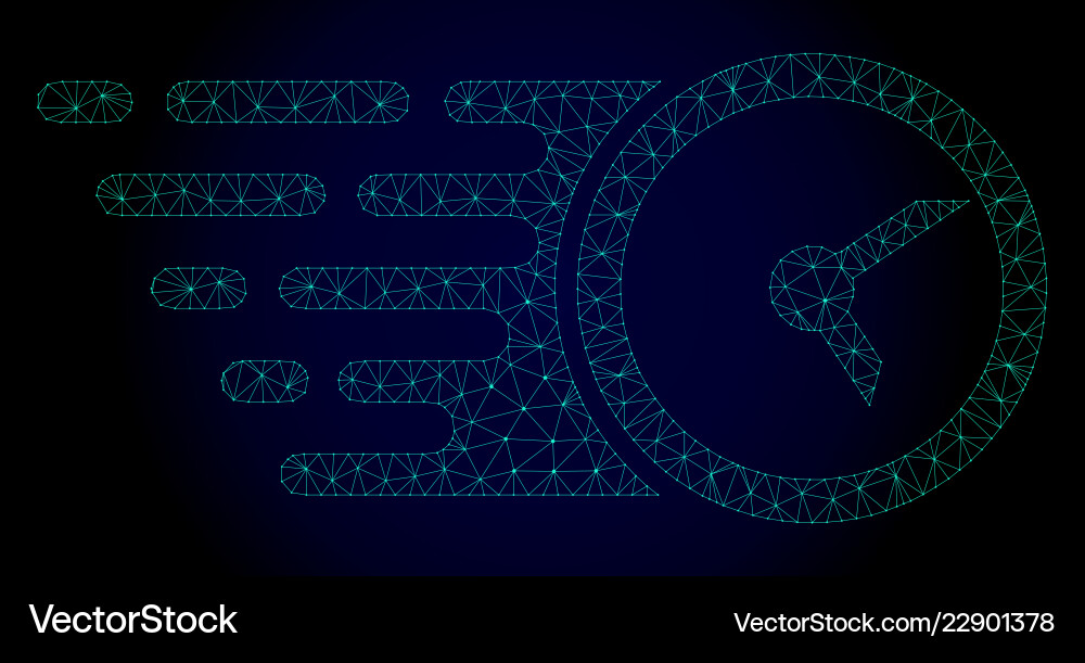 Clock polygonal frame mesh with fast motion Clock polygonal frame mesh with fast motion vector image