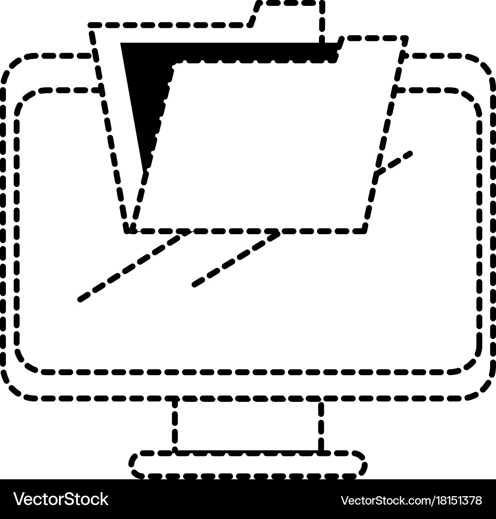 Computer display with folder vector image