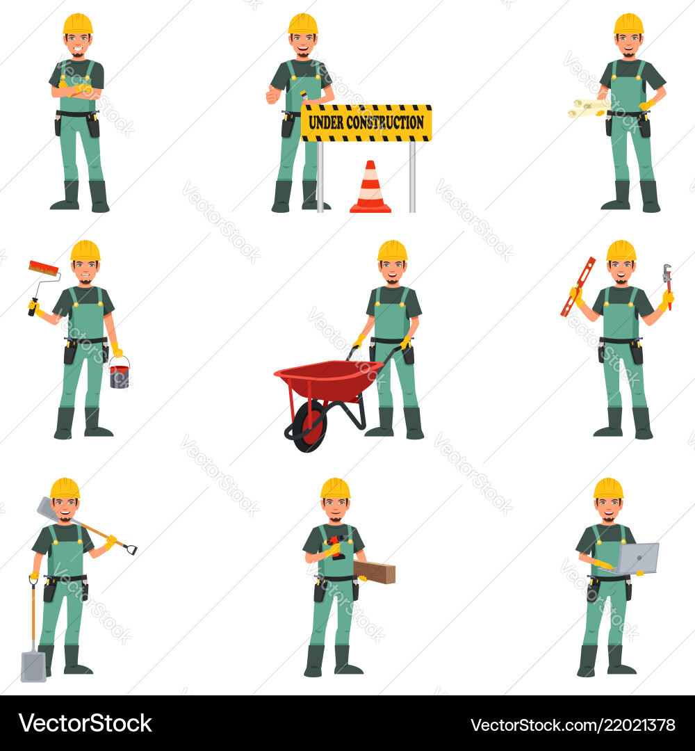 Construction worker doing work – Royalty-Free Vector | VectorStock, image size:1000x1080