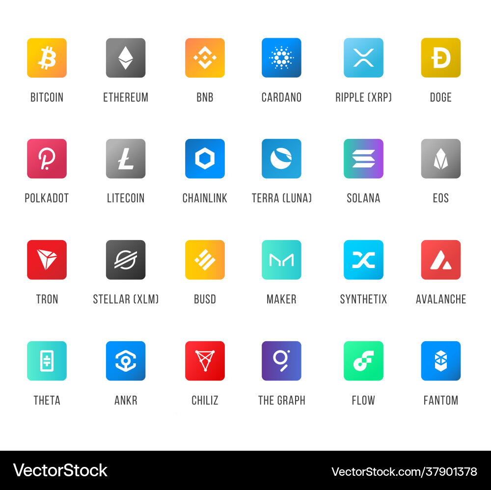 Crypto Currency Logo Set – Royalty-Free Vector | VectorStock