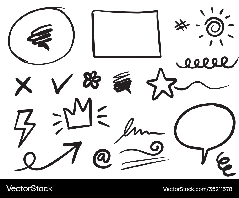 Hand drawn set abstract doodle elements use Vector Image