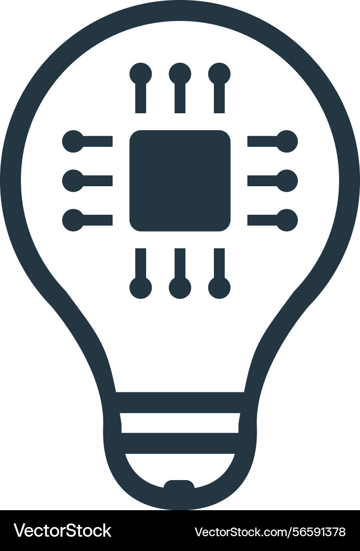 Light bulb containing microchip symbolizing Light bulb containing microchip symbolizing Vector Image