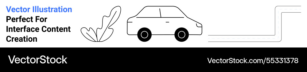 Minimalist car with abstract plant and road Minimalist car with abstract plant and road vector image