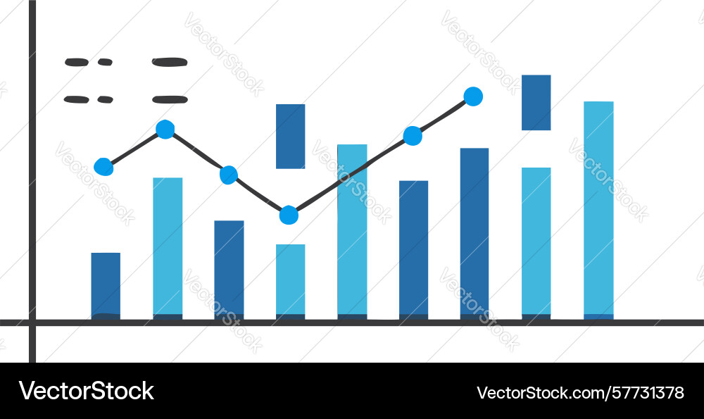 Multi-bar chart data comparison growth vector image