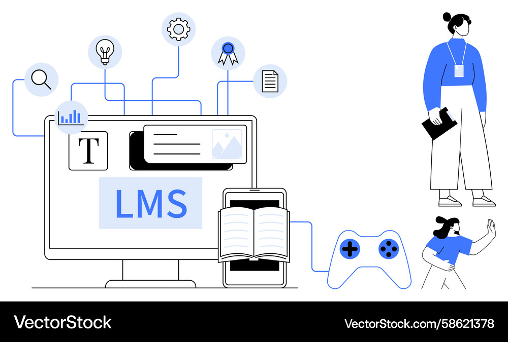Online Learning Management System Vector Image