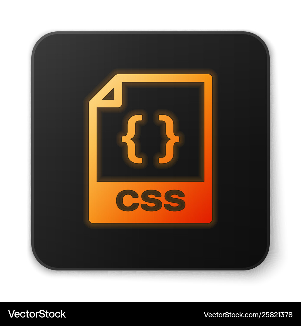 Orange glowing css file document icon download Orange glowing css file document icon download vector image
