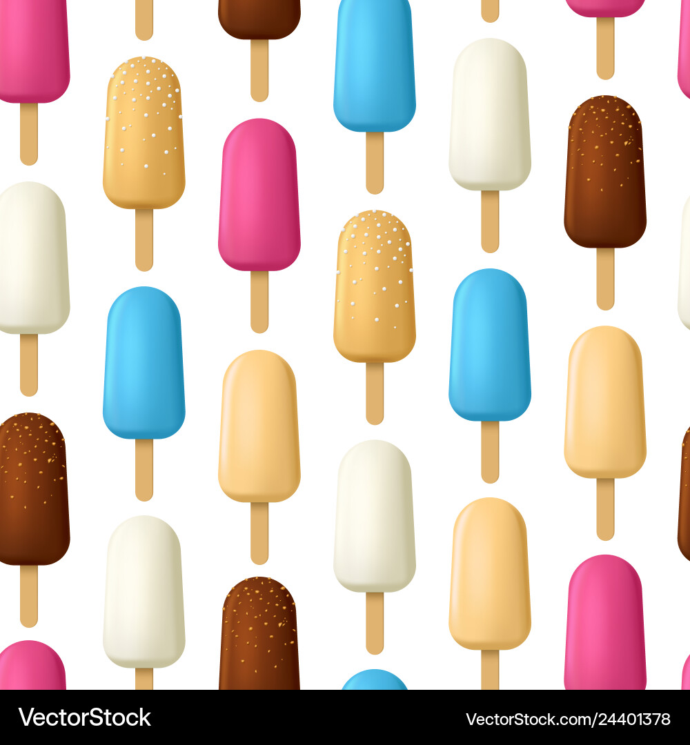 Realistic detailed 3d popsicle ice creams seamless Realistic detailed 3d popsicle ice creams seamless vector image