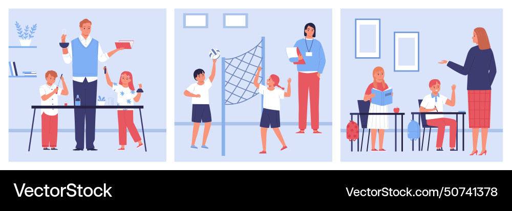 School compositions flat Royalty Free Vector Image