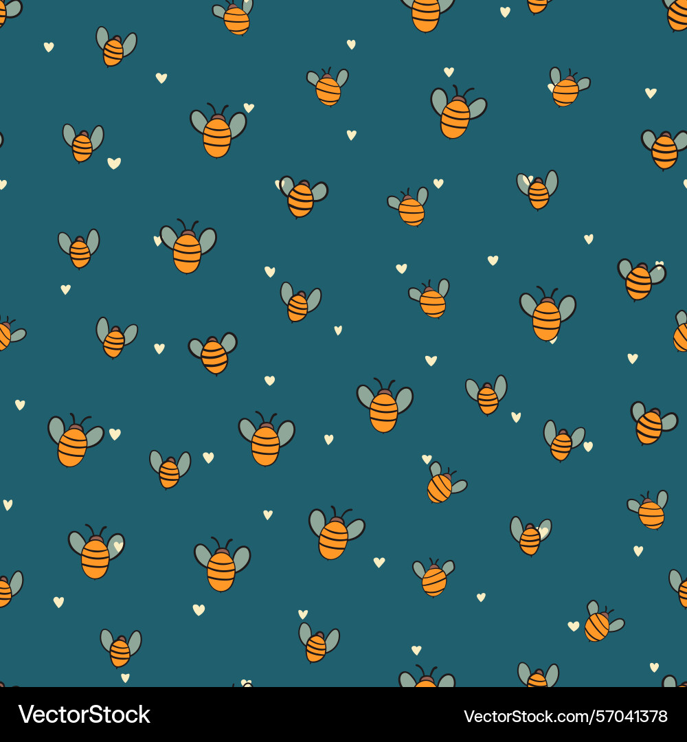 Seamless pattern with bees on color background Vector Image