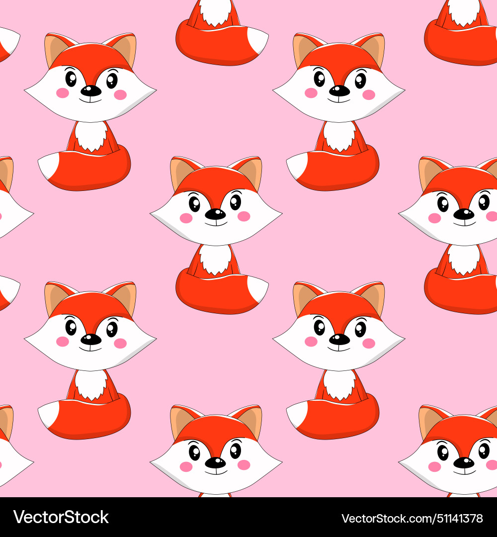 Seamless pattern with cute fox baby on color Vector Image