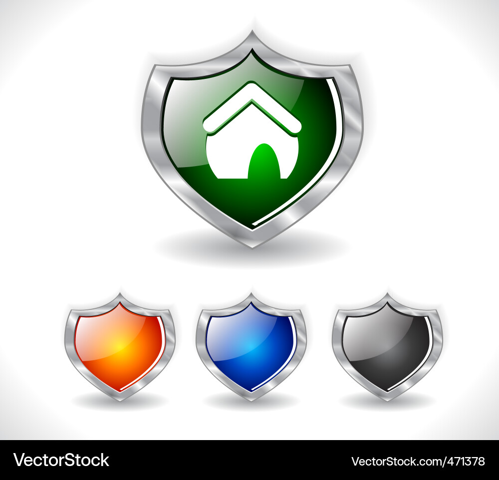 Shield and Button Icons vector image