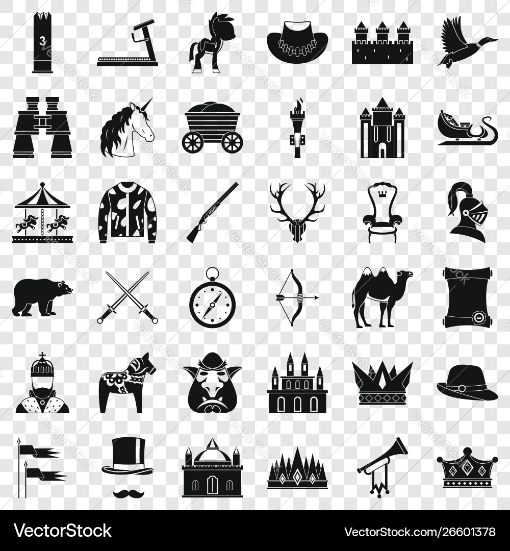 Sledge icons set simple style Vector Image