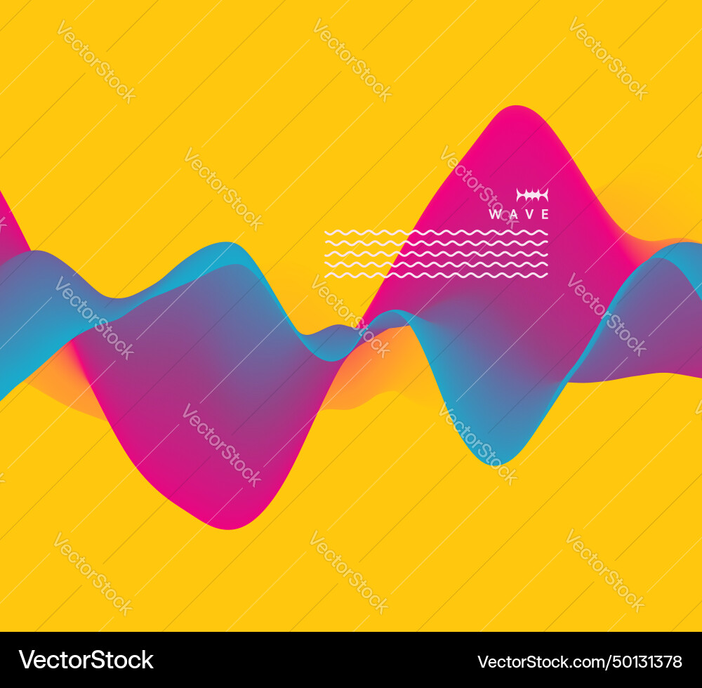 Sound waves 3d wavy background with dynamic Vector Image