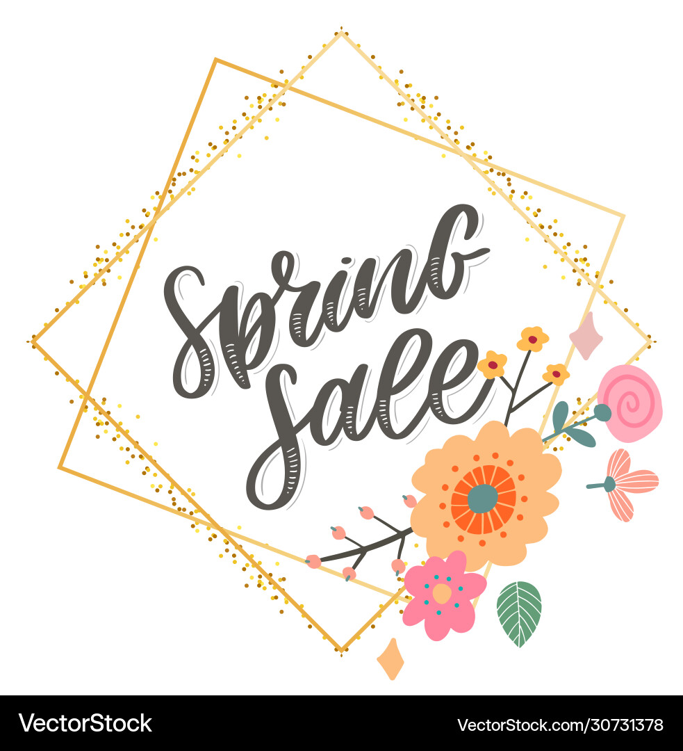 Spring sale word hanging on leaves with strings Spring sale word hanging on leaves with strings vector image