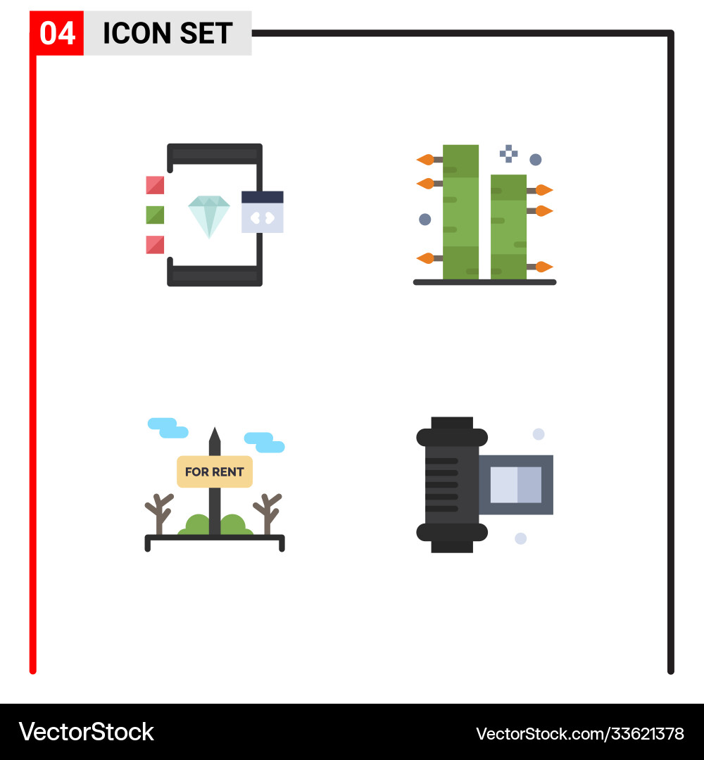 User interface pack 4 basic flat icons app Vector Image