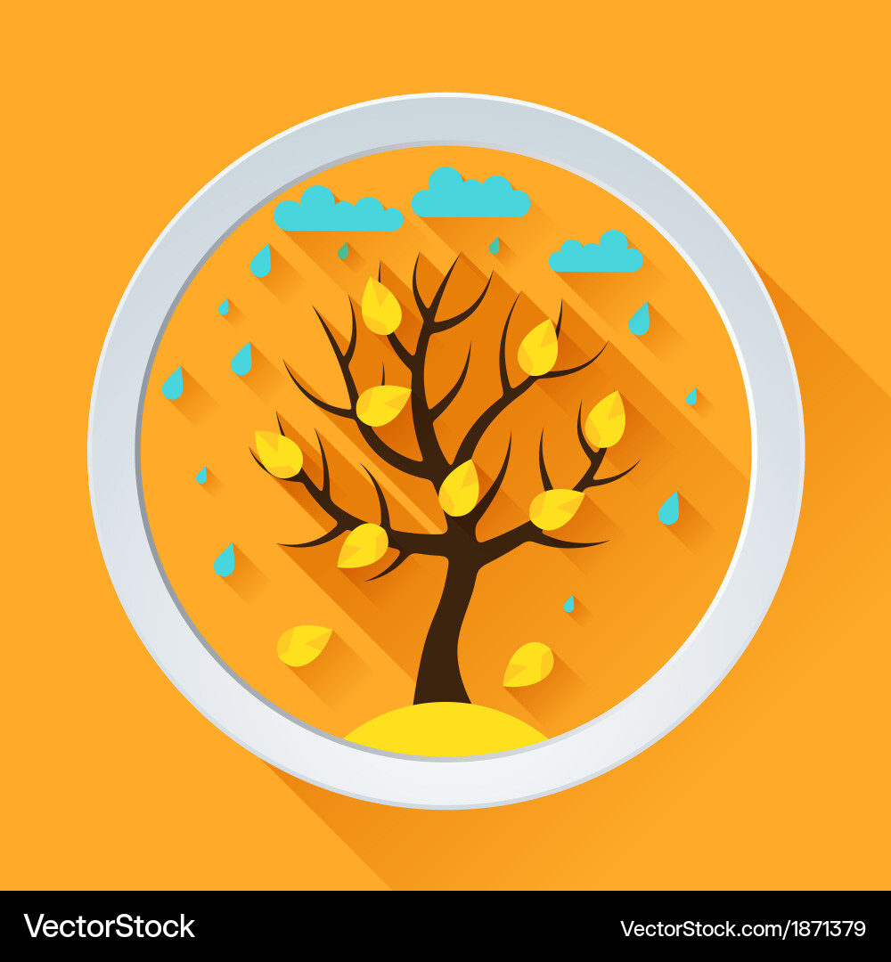 Background with autumn tree in flat design style vector image
