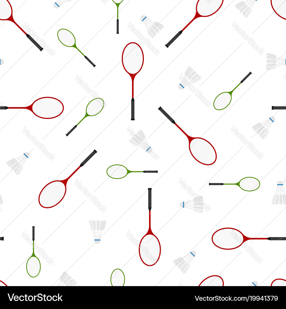 Badminton racket and shuttlecock seamless pattern Vector Image
