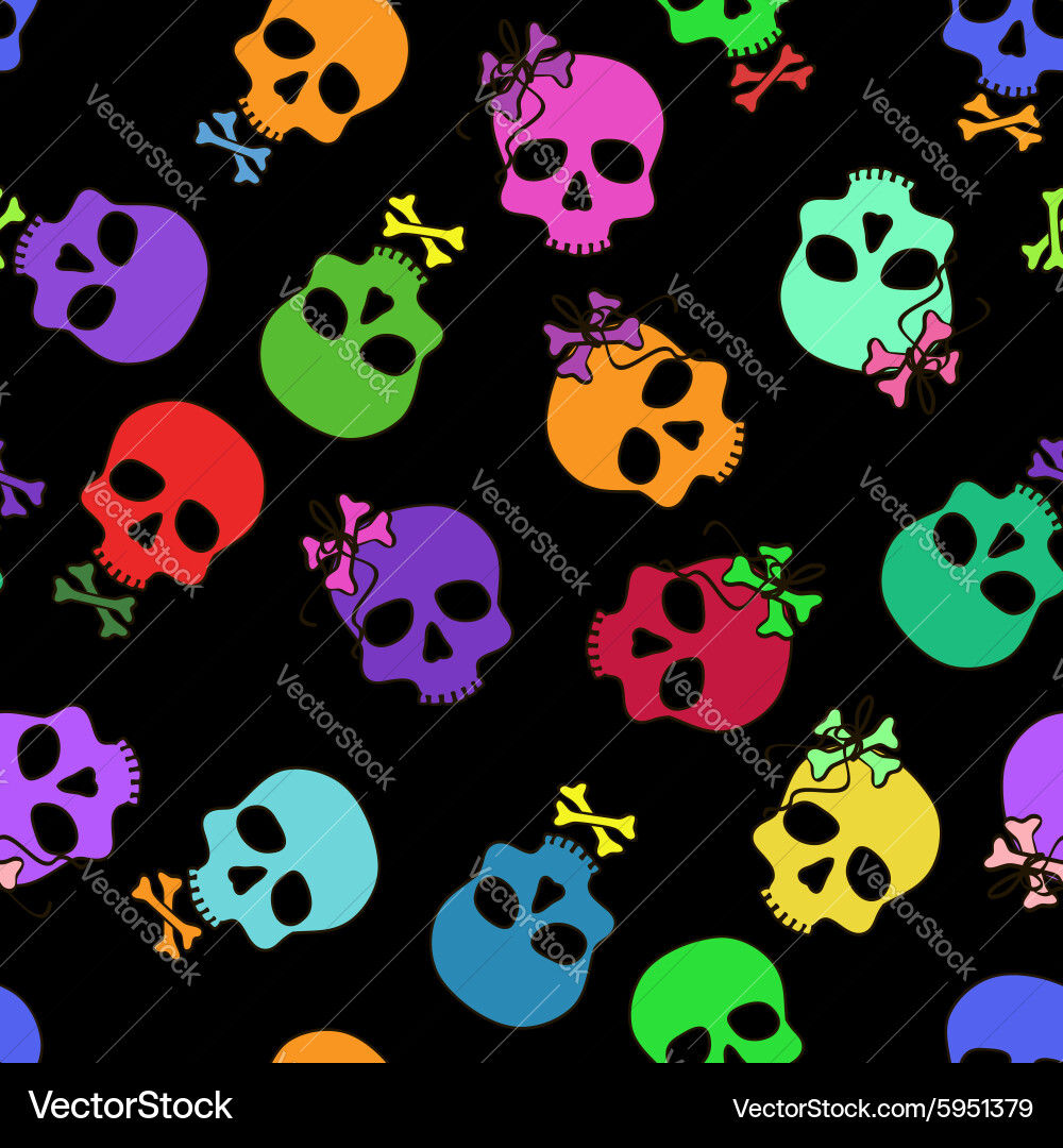 Colorful Skull Pattern Vector Image