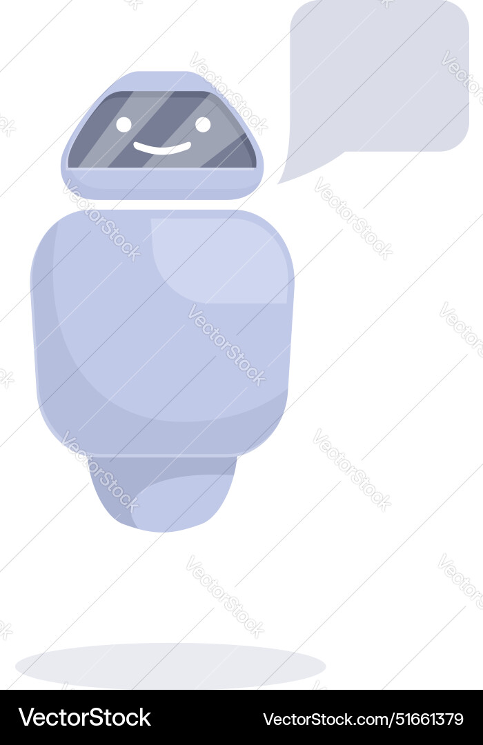 Cute smiling robot chatting using speech bubble Cute smiling robot chatting using speech bubble vector image