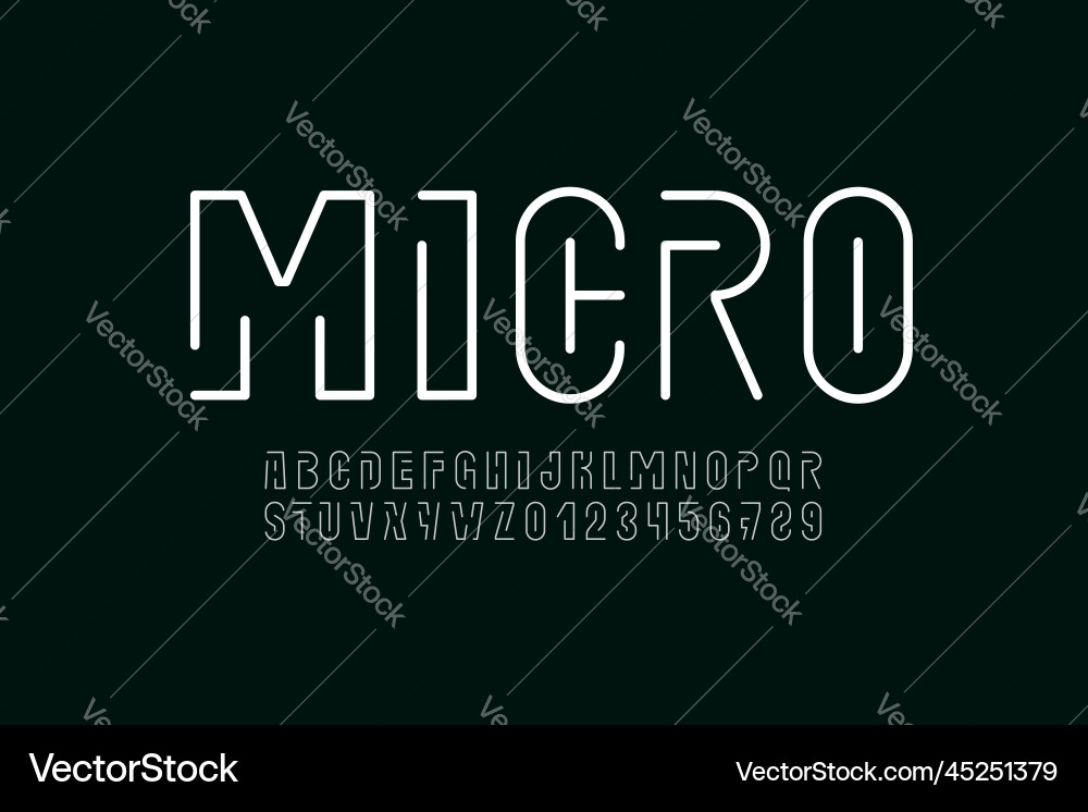 Digital font alphabet from thin segment line Digital font alphabet from thin segment line vector image
