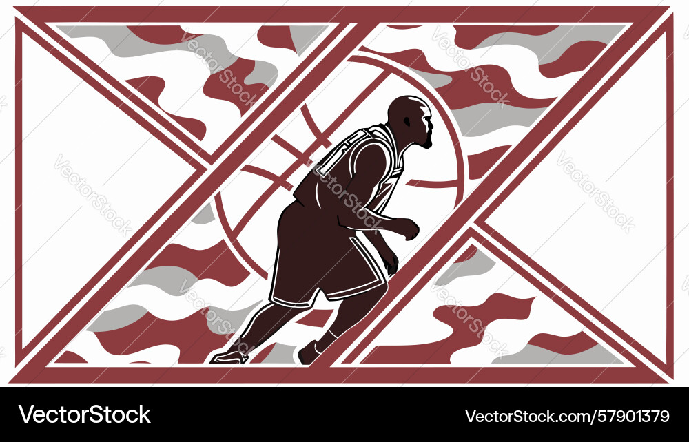 Dynamic basketball player in abstract geometric Vector Image
