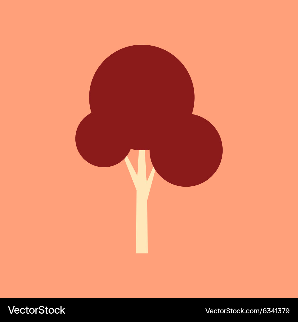 Flat with shadow icon and mobile application tree vector image