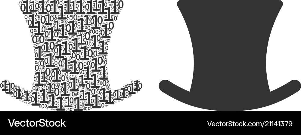 Gentleman hat composition of binary digits Gentleman hat composition of binary digits vector image