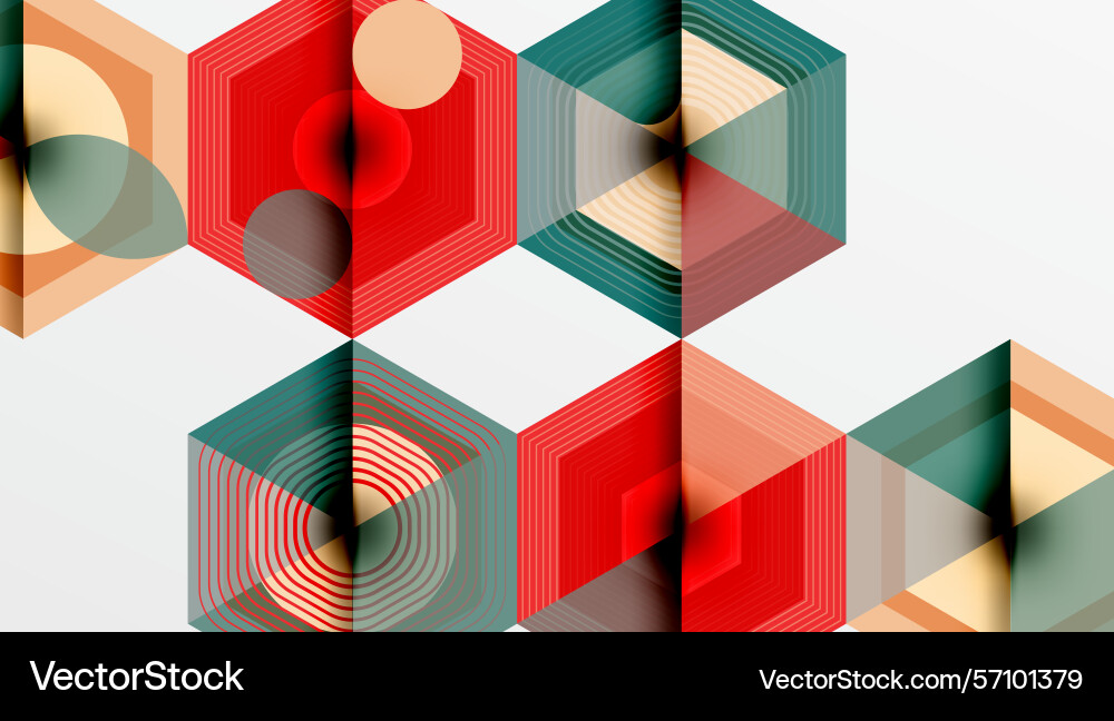 Geometric hexagons overlap creating vibrant Vector Image