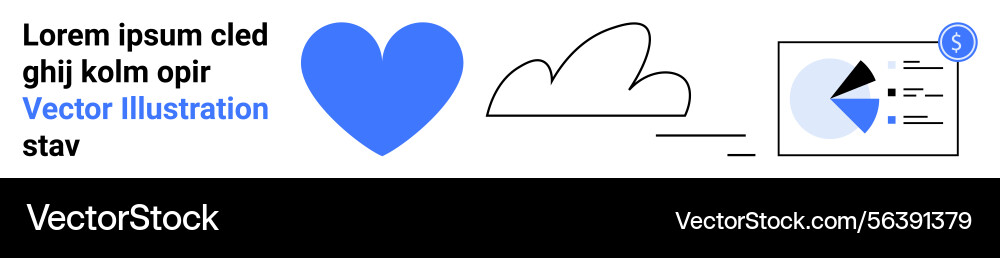 Heart cloud and analytics dashboard with pie Vector Image